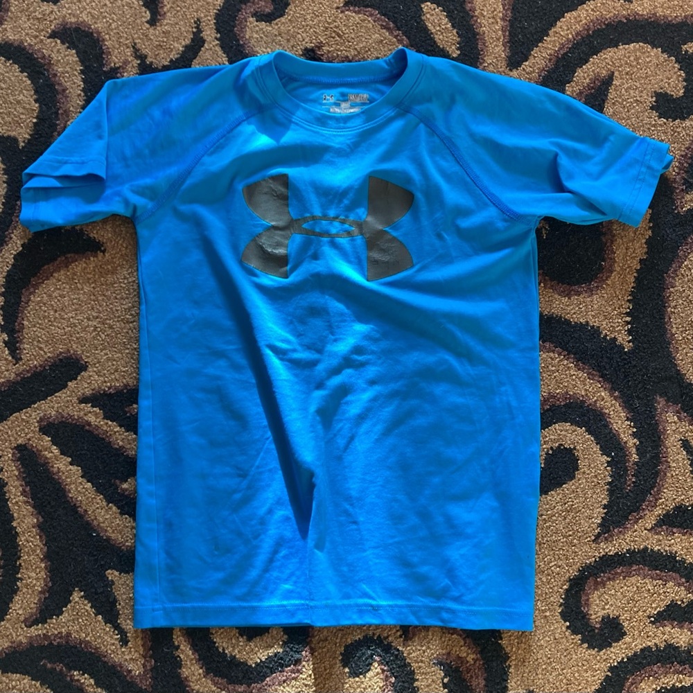 Under Armour Kids Bright Blue Tee with Black Logo